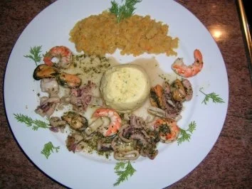 Rezept: Meeresfrüchte mit Linsensalat und Kartoffel-Flan - schmeckt absolut lecker - Bild Nr. 7 Meeresfrüchte mit Linsensalat und Kartoffel-Flan - schmeckt absolut lecker - - Rezept - Bild Nr. 7