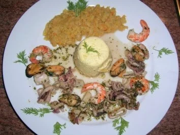 Rezept: Meeresfrüchte mit Linsensalat und Kartoffel-Flan - schmeckt absolut lecker - Bild Nr. 2 Meeresfrüchte mit Linsensalat und Kartoffel-Flan - schmeckt absolut lecker - - Rezept - Bild Nr. 2