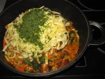 Putenfilet-Nudelpfanne mit buntem Gemüse und Champignons - Rezept - Bild Nr. 8