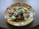 Pfannengericht:  Hähnchen und Gemüse überbacken - Rezept