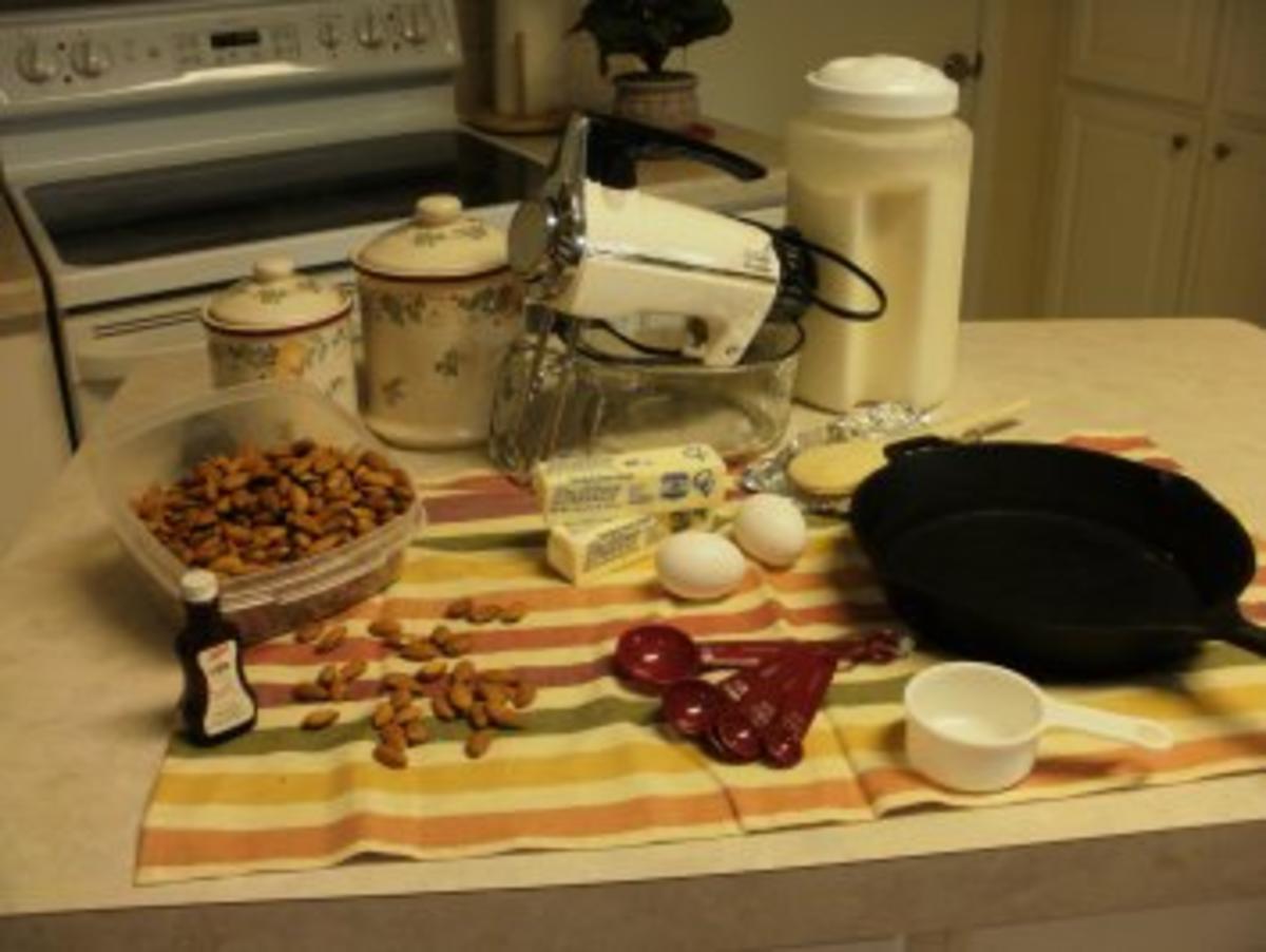 Pfanne Mandel Kuchen -Muss in einer schweren eisener Pfanne gebacken werden- Mit eingestellten Bildern - Rezept
