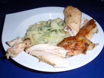 Brathähnchen mit warmen Kartoffel-Gurkensalat - Rezept - Bild Nr. 2