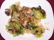 Hähnchenbrustfilet auf Spitzkohl an Champignons in Kerbelsahne - Rezept
