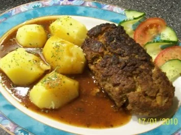 Rezept: Falscher Hase - Hackbraten - Hackfleischroulade mit Sauerkraut Falscher Hase - Hackbraten - Hackfleischroulade mit Sauerkraut - Rezept