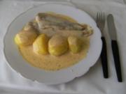 HAUPTGERICHT - Alaska-Seelachsfilet mit Sahnesoße und Kartoffeln - Rezept