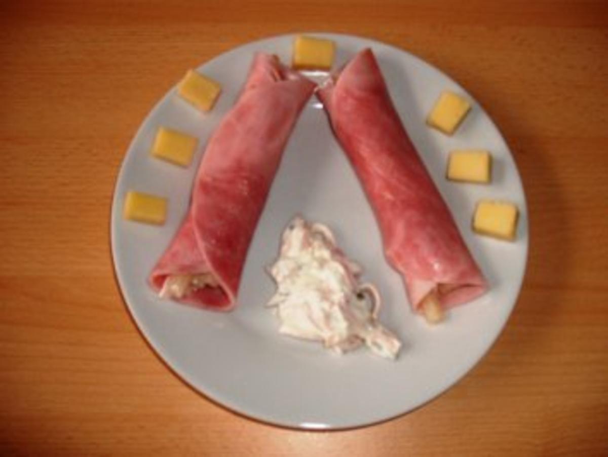 Schinken-Spargel-Fleischsalat Röllchen - Rezept - Bild Nr. 6