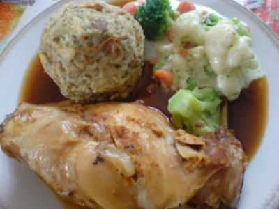 Kaninchenbraten mit 2 Sorten Knödel - Rezept