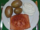 Pellkartoffeln mit Kräuterquark und Leberkäse - Rezept