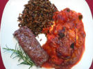 Gegrilltes Lamm mit Auberginenauflauf und Wildreis - Rezept