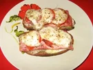 überbackenes Brot mit Schinken+Mozarella - Rezept
