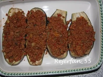 Gefüllte Auberginen in Tomaten-Olivensoße - überbacken - Rezept - Bild Nr. 3