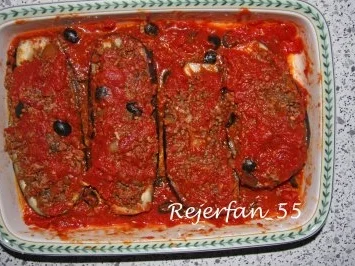 Gefüllte Auberginen in Tomaten-Olivensoße - überbacken - Rezept - Bild Nr. 4