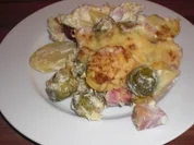 Rosenkohl-Kartoffel-Kasseler-Auflauf - Rezept