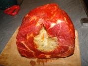 Rollbraten gefüllt mit Knödelteig in Rotwein-Steinpilzsauce   (Bilder sind hochgeladen) - Rezept