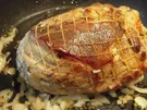 Spanferkelrollbraten an Balsamico-Linsen - Rezept