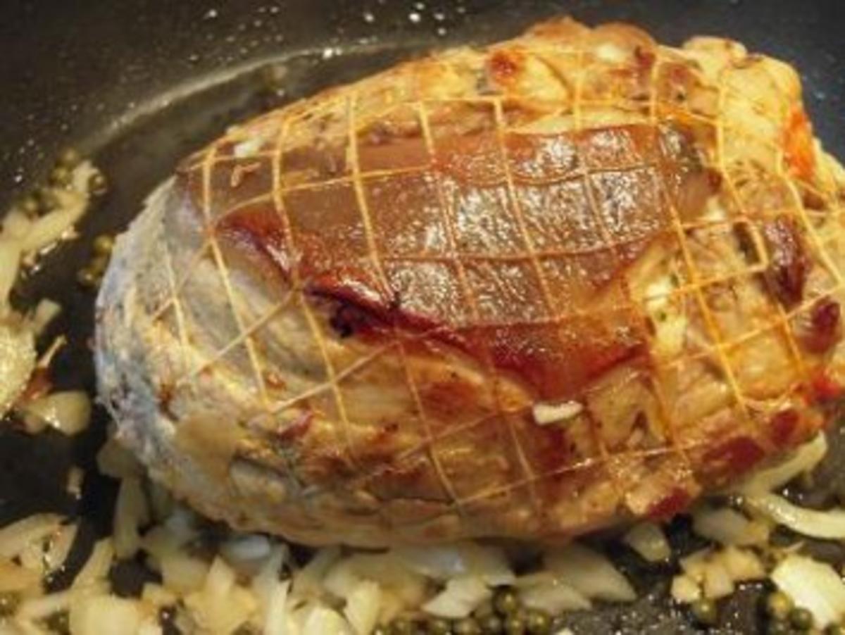 Bilder für Spanferkelrollbraten an Balsamico-Linsen - Rezept