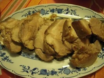 Spanferkelrollbraten an Balsamico-Linsen - Rezept - Bild Nr. 6