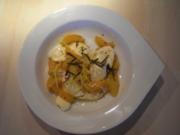 Rosmarinmarinierter Mozzarella mit Aprikosen und Zitronenöl - Rezept