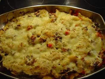 "Kleines Jubiläum 500"  Hack-Sauerkraut-Auflauf mit Käse überbacken... - Rezept