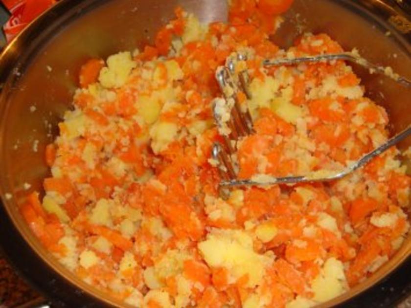 Möhren und Kartoffeln untereinander mit Frikadellen - einfach - von ...