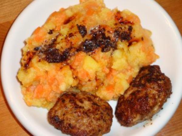 Möhren und Kartoffeln untereinander mit Frikadellen - einfach - von ...
