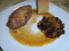 Mit  Schinken & Gemüse gefüllte Hühnerbrust an Bohnen - Ananasgemüse - Rezept