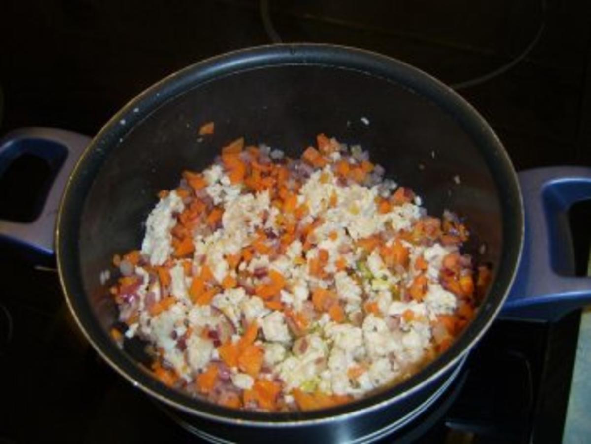 Mit  Schinken & Gemüse gefüllte Hühnerbrust an Bohnen - Ananasgemüse - Rezept - Bild Nr. 4