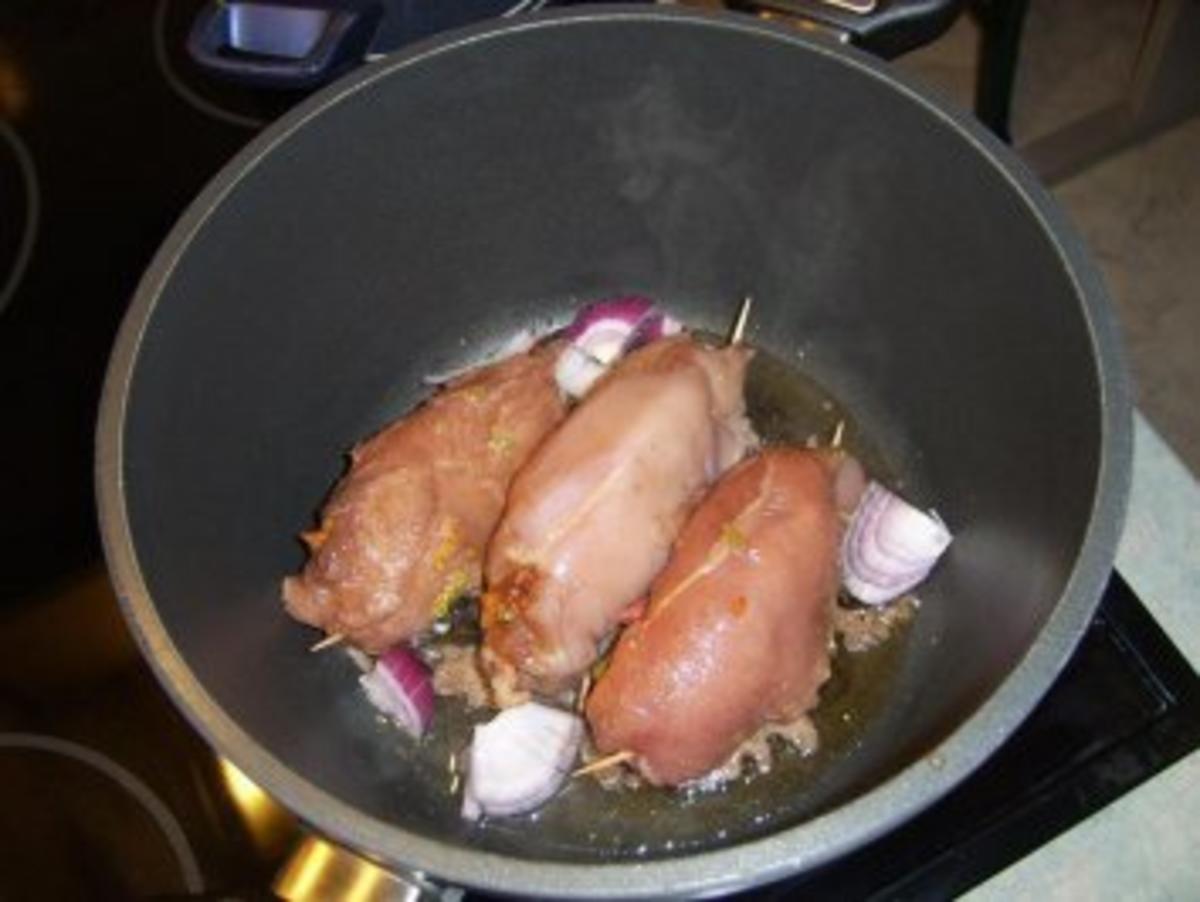 Mit  Schinken & Gemüse gefüllte Hühnerbrust an Bohnen - Ananasgemüse - Rezept - Bild Nr. 14
