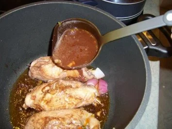 Mit  Schinken & Gemüse gefüllte Hühnerbrust an Bohnen - Ananasgemüse - Rezept - Bild Nr. 15