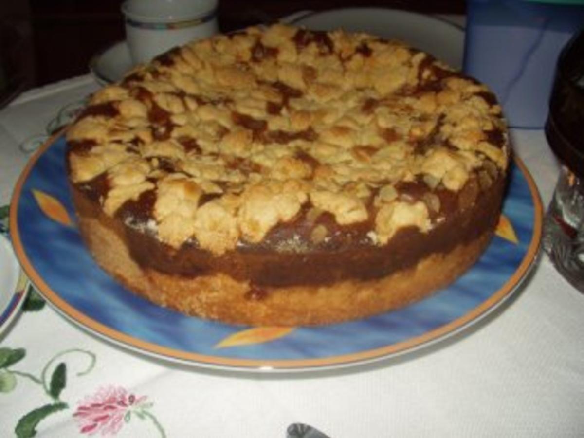 Käse Kirsch Kuchen mit Mandelstreuseln - einfach - von coko