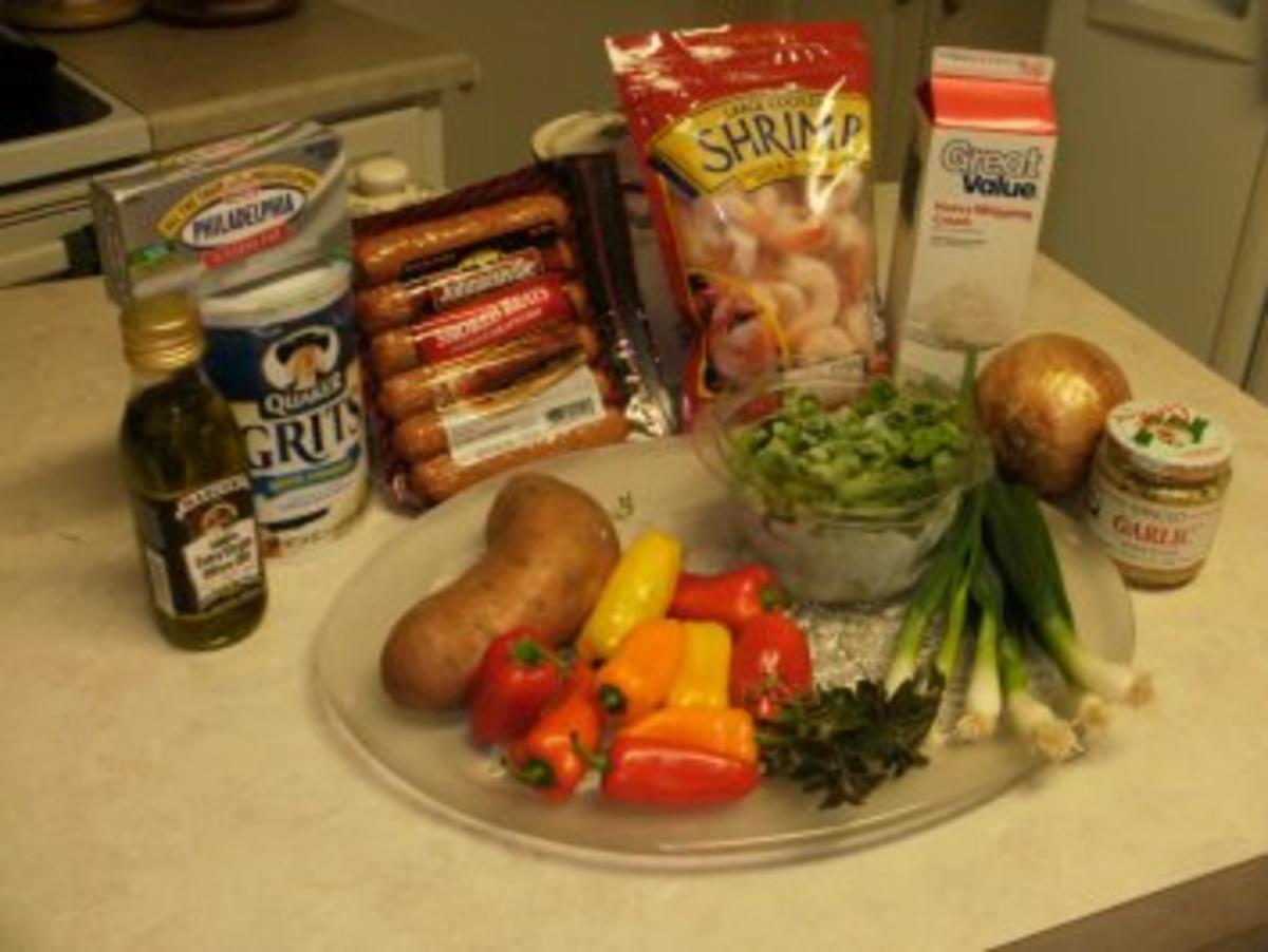 Shrimp mit Bratwurst ueber Gries - Louisiana Suedstaaten Essen     Rezept 1  von 2 - Rezept - Bild Nr. 2