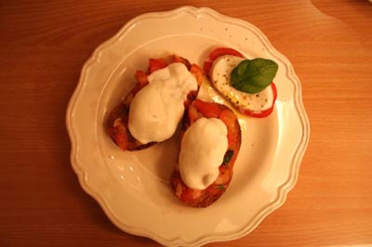 Bruschetta mit Mozzarella überbacken - Rezept - kochbar.de