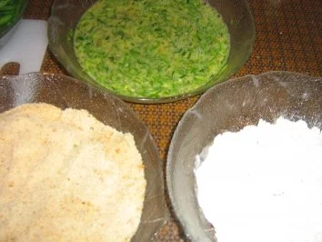 Kräuterschnitzel mit Bohnengemüse und Herzoginkartöffelchen - Rezept - Bild Nr. 3