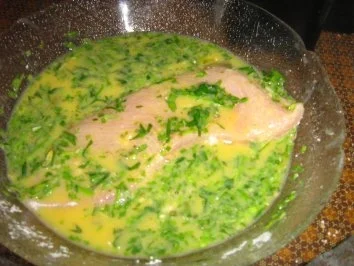 Kräuterschnitzel mit Bohnengemüse und Herzoginkartöffelchen - Rezept - Bild Nr. 4