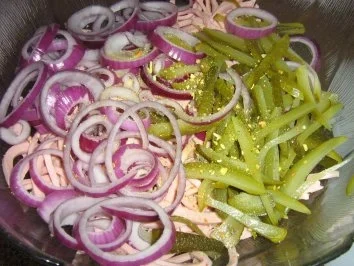 Wurstsalat mit Ei und Brägele - Rezept - Bild Nr. 3