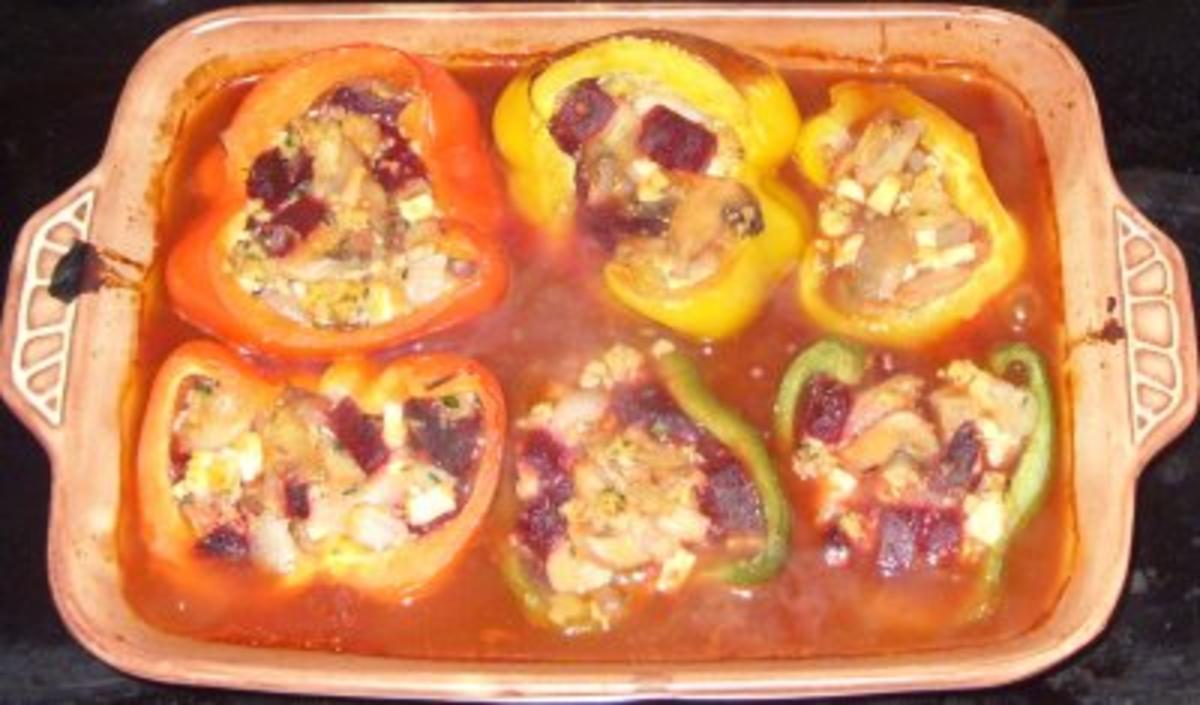 Vegetarisches - Paprika gefüllt mit Roter Bete, Champignons, Balkan-Käse, Rührei... - Rezept - Bild Nr. 4
