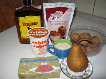 Karamellisierte Birnenscheiben mit Vermicellesmousse - Rezept