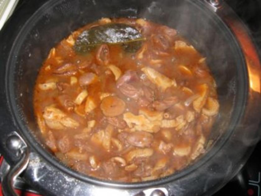 Herzragout m Steinpilzen - einfach - 129 kcal/100g