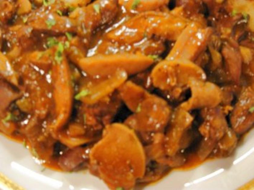 Herzragout m Steinpilzen - einfach - 129 kcal/100g