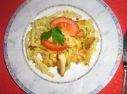 Curry-Geschnetzeltes überbacken mit Parmesan - Rezept