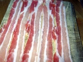 Gefüllte Hähnchenbrust im Speckmantel mit Zuckerschoten und gebratenen Kartoffelwürfeln - Rezept - Bild Nr. 5