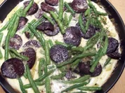 Kartoffelomlett mit Blutwurst und Bohnen - Rezept