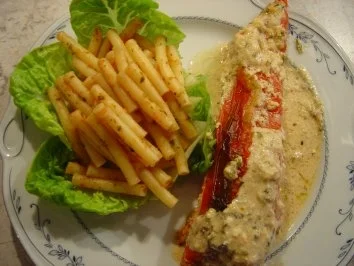 Rezept: Roter Spitzpaprika mit Hackfleisch gefüllt... Roter Spitzpaprika mit Hackfleisch gefüllt... - Rezept