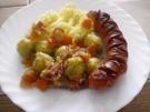 Rosenkohl-Speck-Pfanne mit gebratener Bockwurst + Kartoffelmus - Rezept