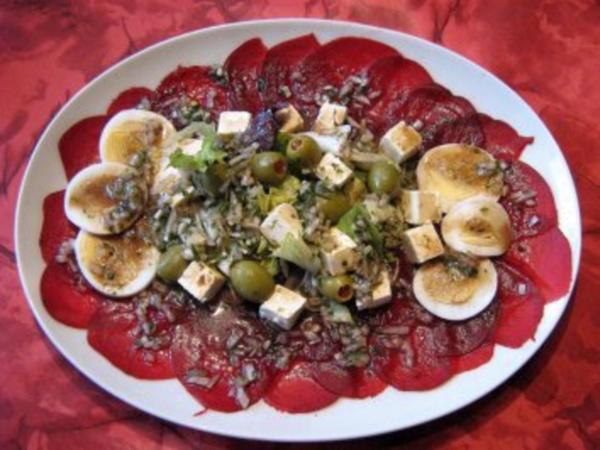 Rote-Beete-Carpaccio mit Balsamico-Viniagette - Rezept - kochbar.de