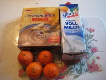 Rezept: Schokoladen - Cremepudding auf Mandarinen Bett Schokoladen - Cremepudding auf Mandarinen Bett - Rezept