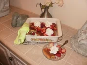 Pie- Ohne Kruste  Custard Pie und ueberstreut mit Erdbeeren - Rezept