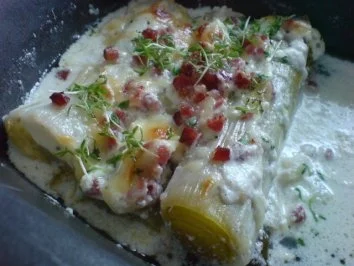 Gratinierter Lauch oder Brokkoli mit Schinken - Rezept - Bild Nr. 3