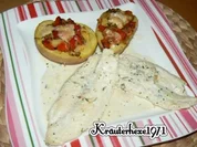 Gefüllte Kartoffeln und Pangasiusfilet in einer Zitronen-Sahne-Sauce - Rezept
