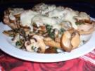 Abendliches Champignon-Filet-Baguett - überbacken mit Mozzarellakäse - Rezept